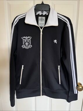 Express Black and White Zip-Front Track Jacket